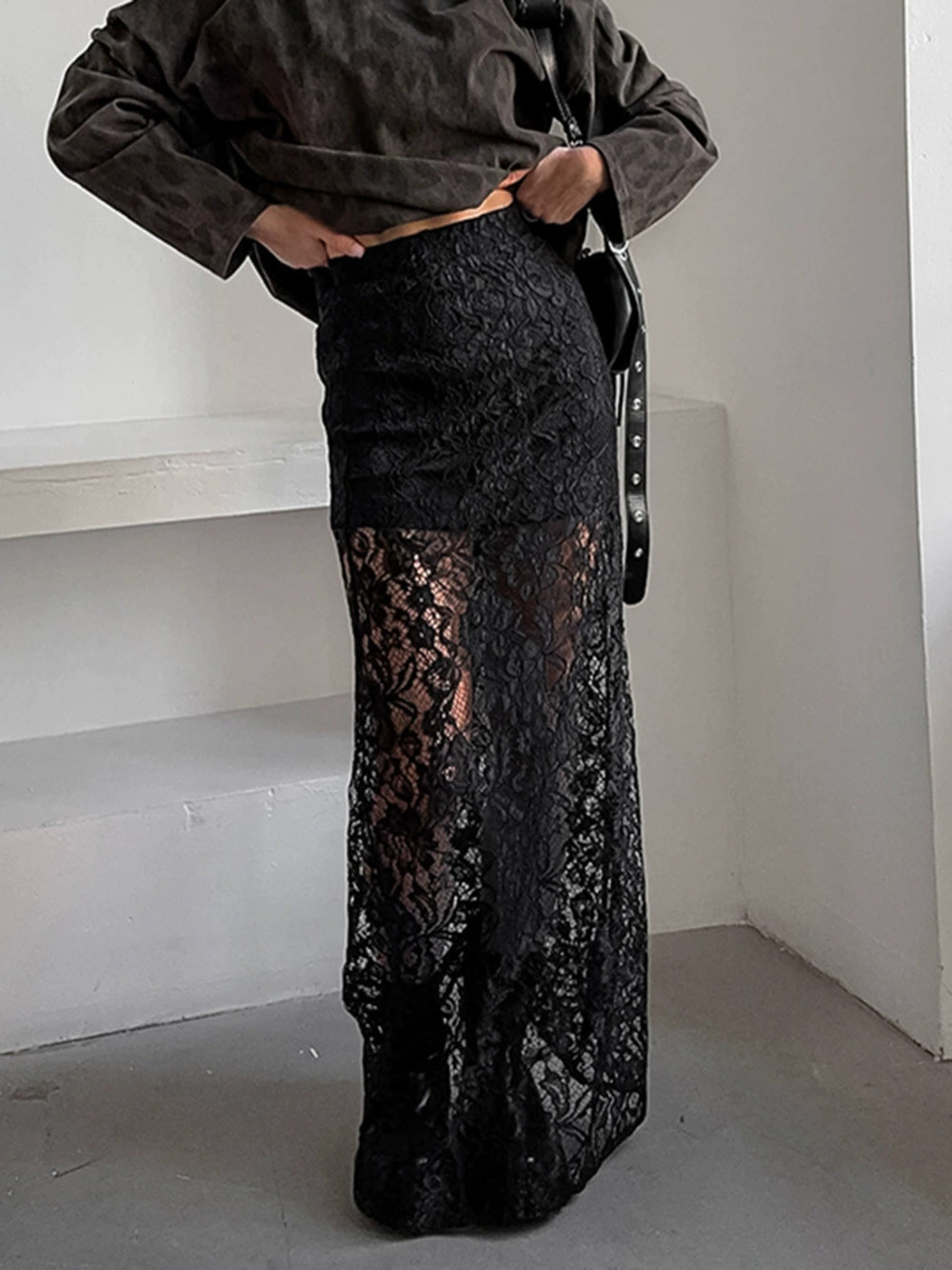 Forever 21 Summer Lace Cutout Black Maxi Skirt Design